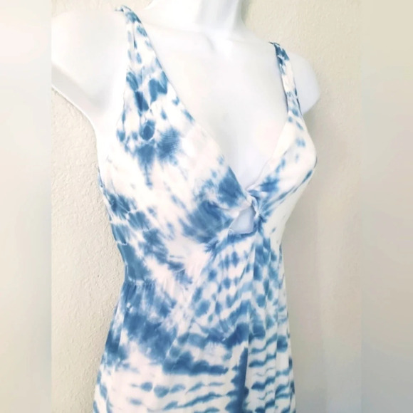 Lani Lau Hawaii Beautiful Blue & White Open Back Tie Dye Maxi Slip Dress Small - Picture 4 of 9